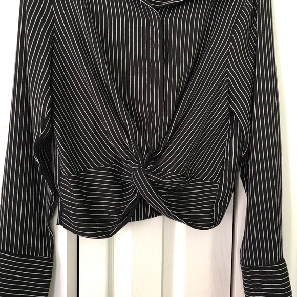 Windsor Black & White Pinstriped Blouse - Picture 9 of 10